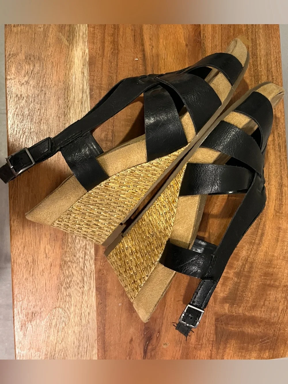*Adorable* AEROSOLES 7.5 Black Wedge Sandals Espadrilles from Nordstrom